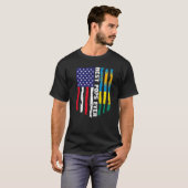 アメリカ国旗とルワンダ国旗の最高のポップは絶え間ない愛国者 Tシャツ (正面フル)