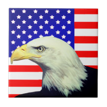 アメリカ国旗とワシの飾り瓦