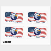 アメリカ国旗とワシを掲げる 長方形シール (シート)