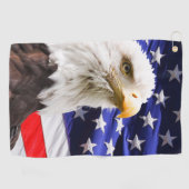 アメリカ国旗とワシ ゴルフタオル (横)
