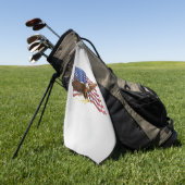 アメリカ国旗とワシ ゴルフタオル (グリーン)