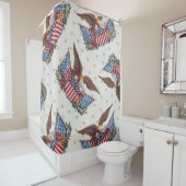 アメリカ国旗とワシ シャワーカーテン (インサイチュ)