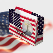 アメリカ国旗とワシ ラージペーパーバッグ
