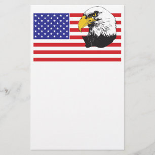 アメリカ国旗とワシ 便箋