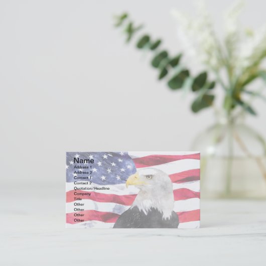 アメリカ国旗とワシ 名刺 (スタンド正面)