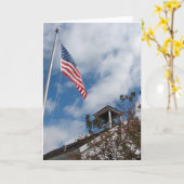 アメリカ国旗とワンルームスクール カード (黄色い花)