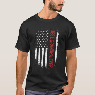アメリカ国旗と一緒にいるベスト・グランパ・イヴァー 父の日ギフト Tシャツ
