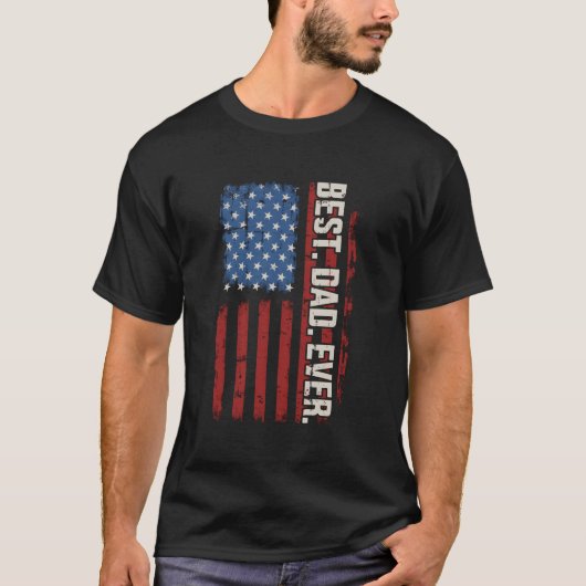 アメリカ国旗と一緒にいる最高の父 Tシャツ (正面)