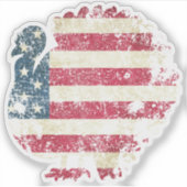 アメリカ国旗と七面鳥 シール (正面)