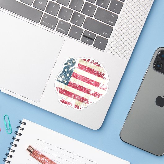 アメリカ国旗と七面鳥 シール (ノートパソコンとiPhone)