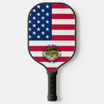 アメリカ国旗と写真テンプレートのピックボールパドル