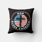 アメリカ国旗と十字架で祝福 クッション (裏面)