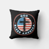 アメリカ国旗と十字架で祝福 クッション (正面)