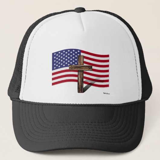 アメリカ国旗と十字架 キャップ (正面)