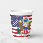 アメリカ国旗と国章、米国 紙コップ (正面)