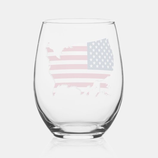 アメリカ国旗と地図と紅白と星空 ステムなしワイングラス (裏面)