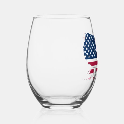 アメリカ国旗と地図と紅白と星空 ステムなしワイングラス (右)