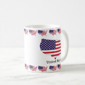 アメリカ国旗と地図のお土産デザイン コーヒーマグカップ (正面右)