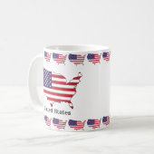 アメリカ国旗と地図のお土産デザイン コーヒーマグカップ (正面左)
