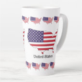 アメリカ国旗と地図の記念品デザイン カフェラテマグ (右アングル)