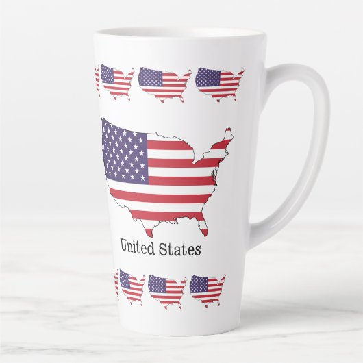 アメリカ国旗と地図の記念品デザイン カフェラテマグ (右)