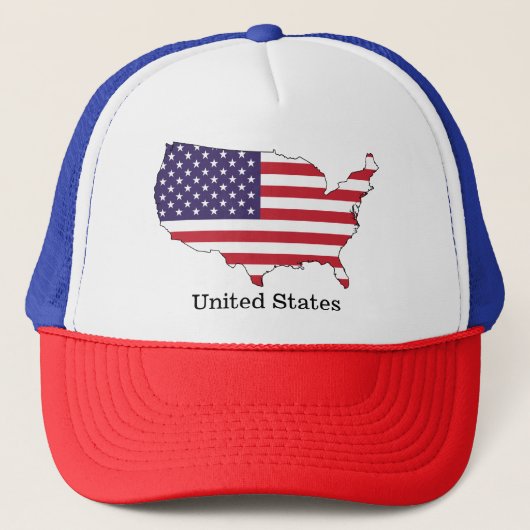 アメリカ国旗と地図の記念品デザイン キャップ (正面)