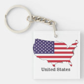 アメリカ国旗と地図の記念品デザイン キーホルダー (正面)