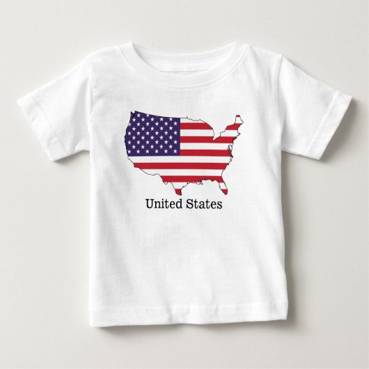 アメリカ国旗と地図の記念品デザイン ベビーTシャツ (正面)