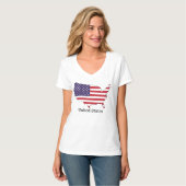 アメリカ国旗と地図の記念品デザイン Tシャツ (正面フル)