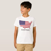 アメリカ国旗と地図の記念品デザイン Tシャツ (正面フル)