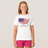 アメリカ国旗と地図の記念品デザイン Tシャツ (正面フル)