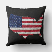 アメリカ国旗と地図Burlap Linen 素朴 Jute クッション (裏面)