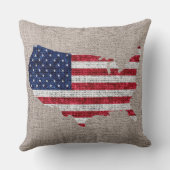 アメリカ国旗と地図Burlap Linen 素朴 Jute #2 クッション (裏面)