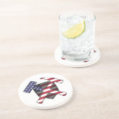 アメリカ国旗と地質学者のロックハンマーのロゴ コースター (側面)