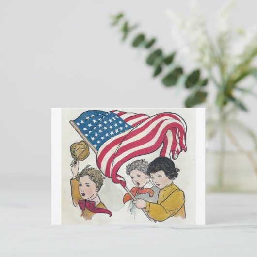 アメリカ国旗と子どもたち ポストカード (スタンド正面)