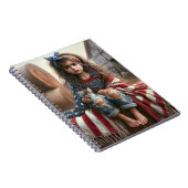 アメリカ国旗と子猫を持つ女の子 ノートブック (右側)