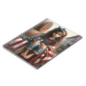 アメリカ国旗と子猫を持つ女の子 ノートブック (左側)