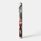 アメリカ国旗と子猫を持つ女の子 iPhone 15ケース (左側面)