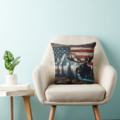 アメリカ国旗と山に向かって突進する クッション (椅子)