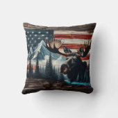アメリカ国旗と山に向かって突進する クッション (裏面)