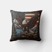 アメリカ国旗と山の禿げたワシ クッション (裏面)