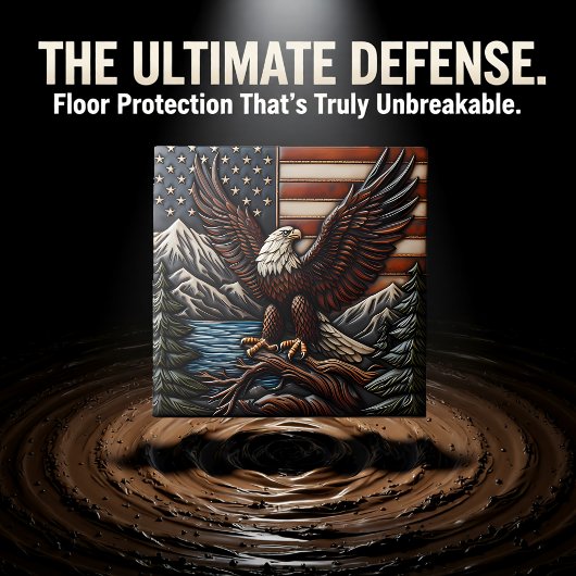 アメリカ国旗と山の禿げたワシ タイル