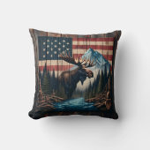 アメリカ国旗と山の風景に反対する クッション (正面)