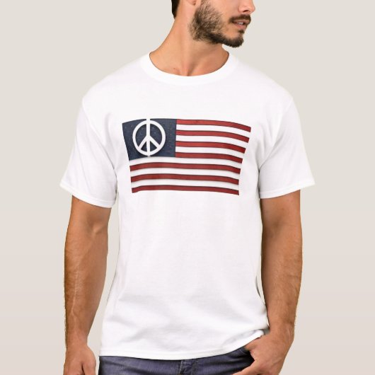 アメリカ国旗と平和のサインTシャツ – Zazzle Tシャツ (正面)