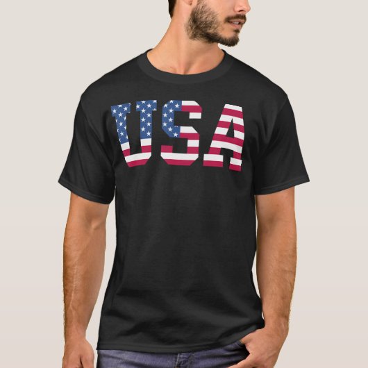 アメリカ国旗と愛国的な赤白青スター Tシャツ (正面)