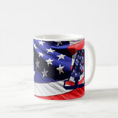 アメリカ国旗と文字「A」(両側マグ) コーヒーマグカップ (正面右)