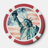 アメリカ国旗と水彩画の自由の女神像 ポーカーチップ (裏面)