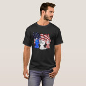 アメリカ国旗と猫の7月4日 Tシャツ (正面フル)