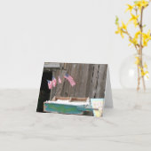 アメリカ国旗と納屋のノートカード カード (黄色い花)