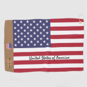 アメリカ国旗と統一された州モノグラムのアメリカ ゴルフタオル (横)